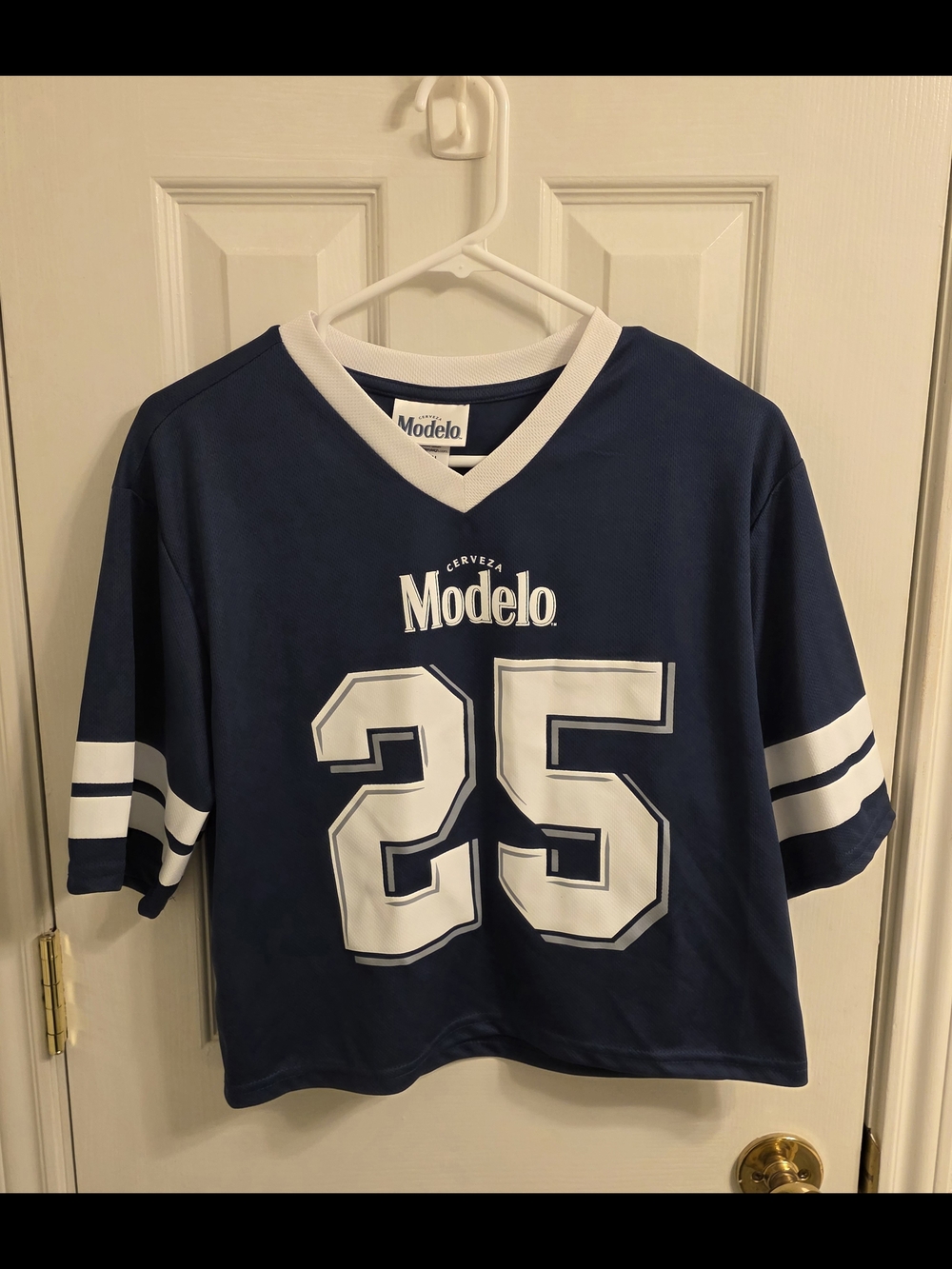 Modelo Blue and White Jersey Crop Top Size XS